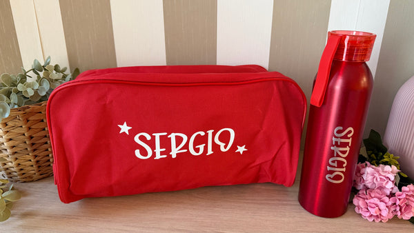Pack Zapatillero con botella personalizada detalle comunión (mínimo 6 unidades)