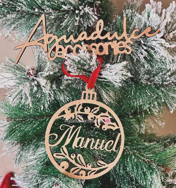 Bola navidad de madera personalizada