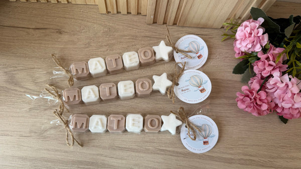 Jabón artesanal con nombre personalizados