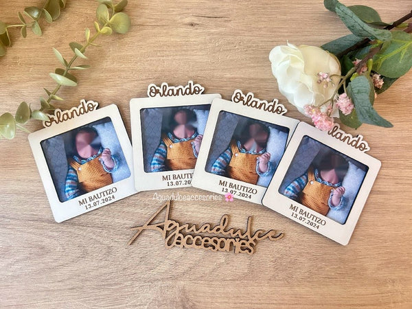 Marco de foto personalizado para bautizo, comunión y boda