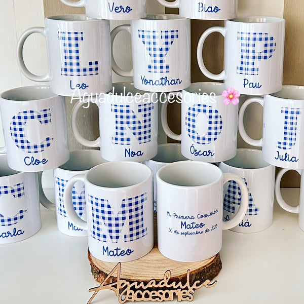Taza Inicial personalizada para invitados bodas , comunión y bautizo ( mínimo 8 unidades )