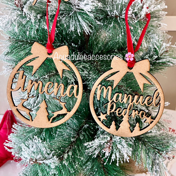 Bola navidad personalizada de madera