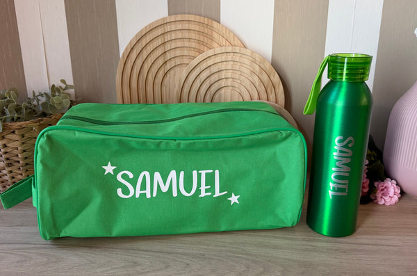 Pack Zapatillero con botella personalizada detalle comunión (mínimo 6 unidades)