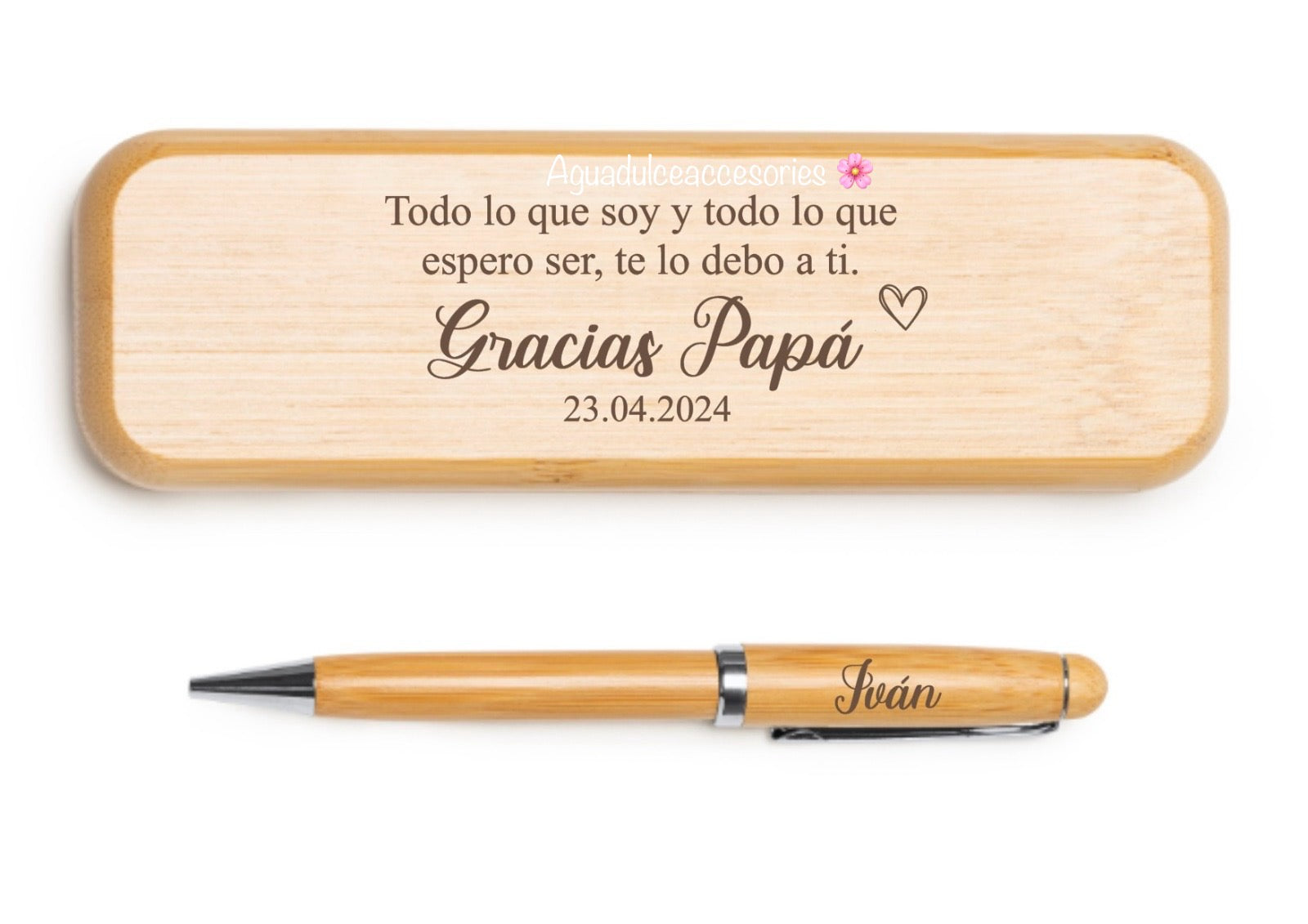 Caja de madera + Bolígrafo personalizada