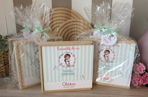 Set de juego personalizado para detalle de comunión ,boda y bautizo 