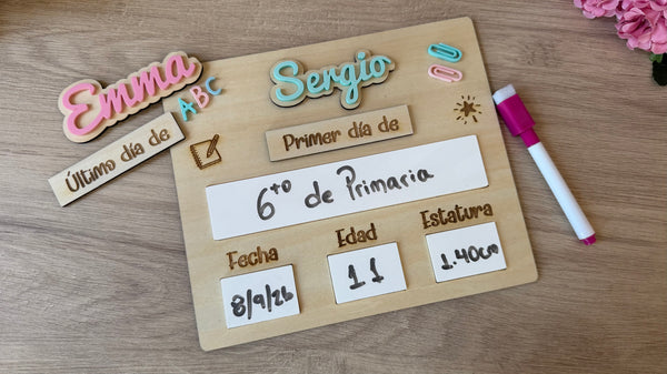 Cartel personalizado para la vuelta al cole con nombre del peque