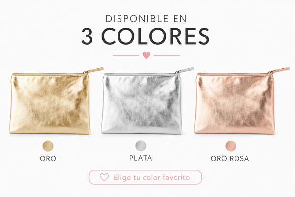 monedero personalizado para invitados disponible en oro, plata y oro rosa