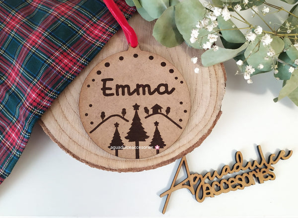 Bola navidad de madera personalizada