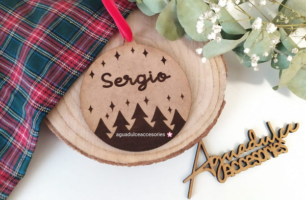 Bola navidad de madera personalizada